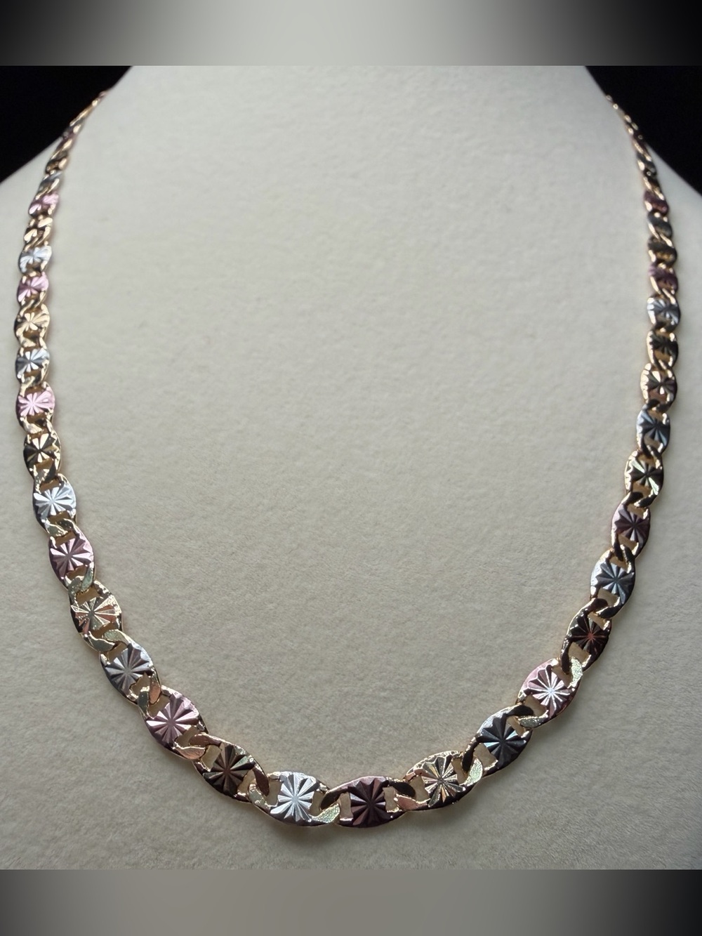 Tri Tone Star Cut Mariner 20in 5MM Premium Finish Necklace Beautiful! Brand New